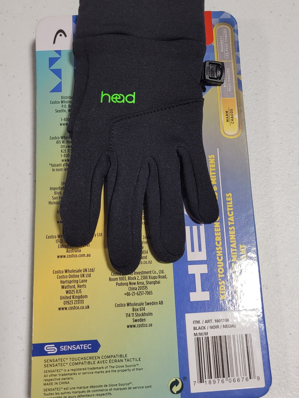 HEAD Black Touchscreen Gloves with Green Logo